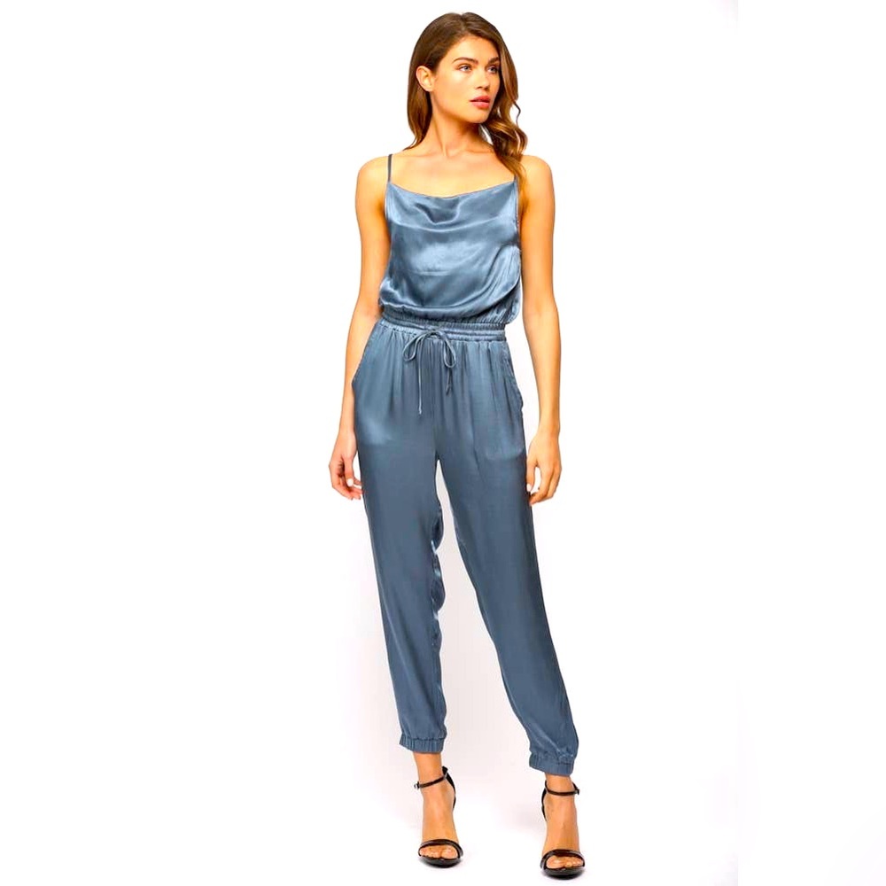 New-2 Left! Satin (denim color) Jumpsuit!